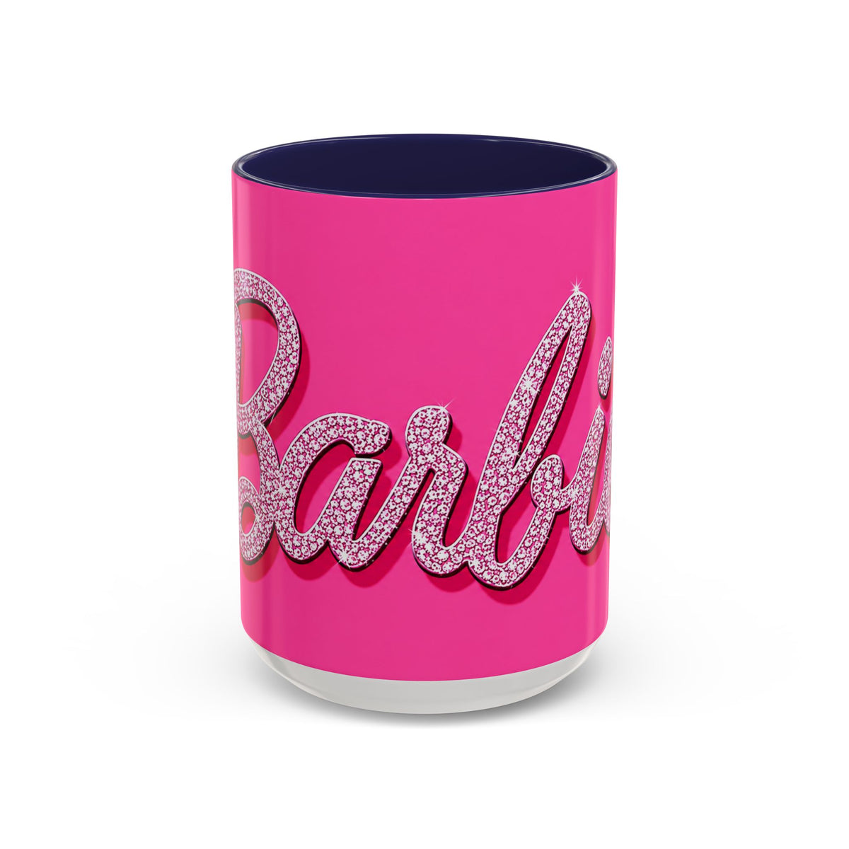 Barbie Pink Accent Coffee Mug with Rhinestone Script — Glam Tea & Coffee Gift
