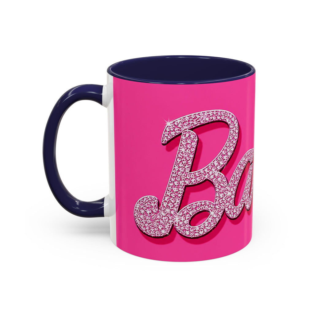 Barbie Pink Accent Coffee Mug with Rhinestone Script — Glam Tea & Coffee Gift