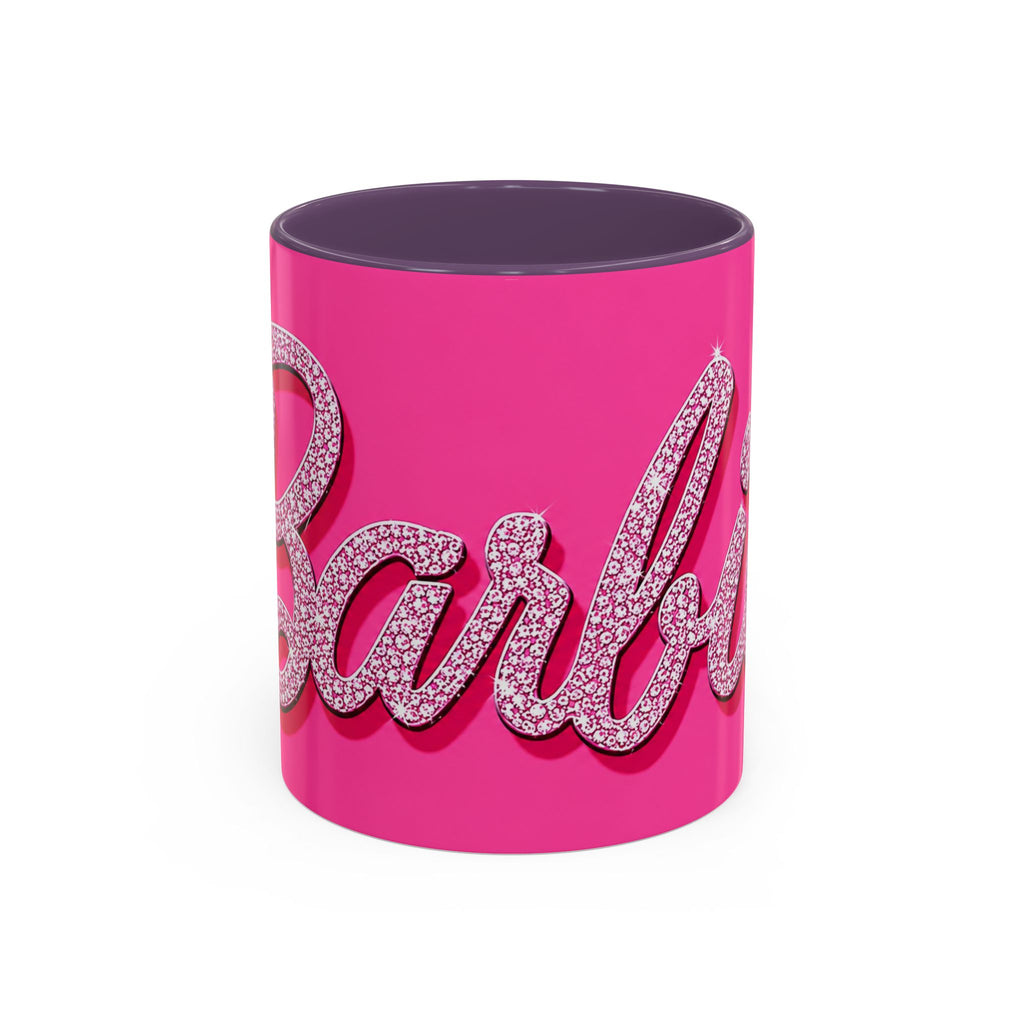 Barbie Pink Accent Coffee Mug with Rhinestone Script — Glam Tea & Coffee Gift