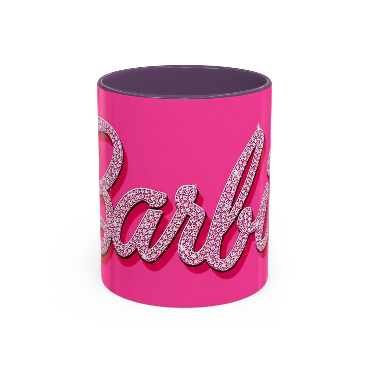 Barbie Pink Accent Coffee Mug with Rhinestone Script — Glam Tea & Coffee Gift