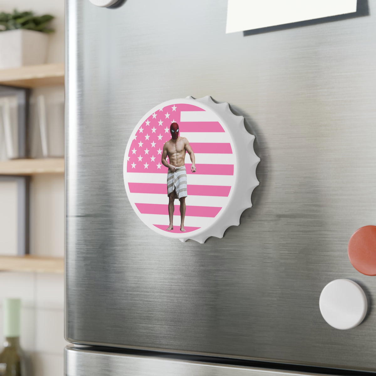 Magnetic Spidermen Brand New Day Pink America Flag Bottle Opener