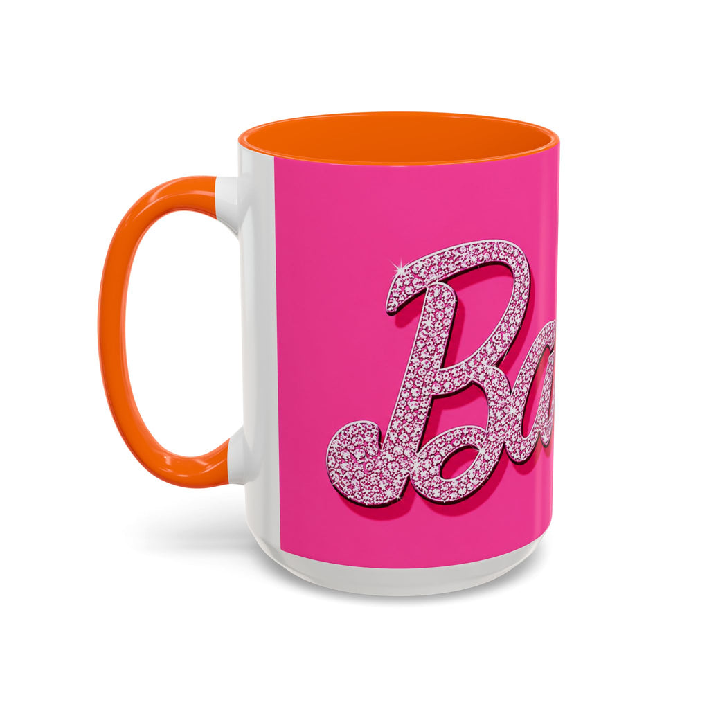 Barbie Pink Accent Coffee Mug with Rhinestone Script — Glam Tea & Coffee Gift