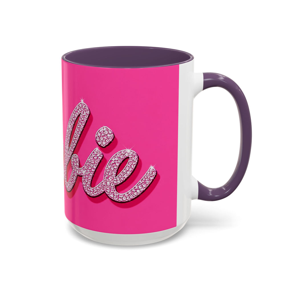 Barbie Pink Accent Coffee Mug with Rhinestone Script — Glam Tea & Coffee Gift