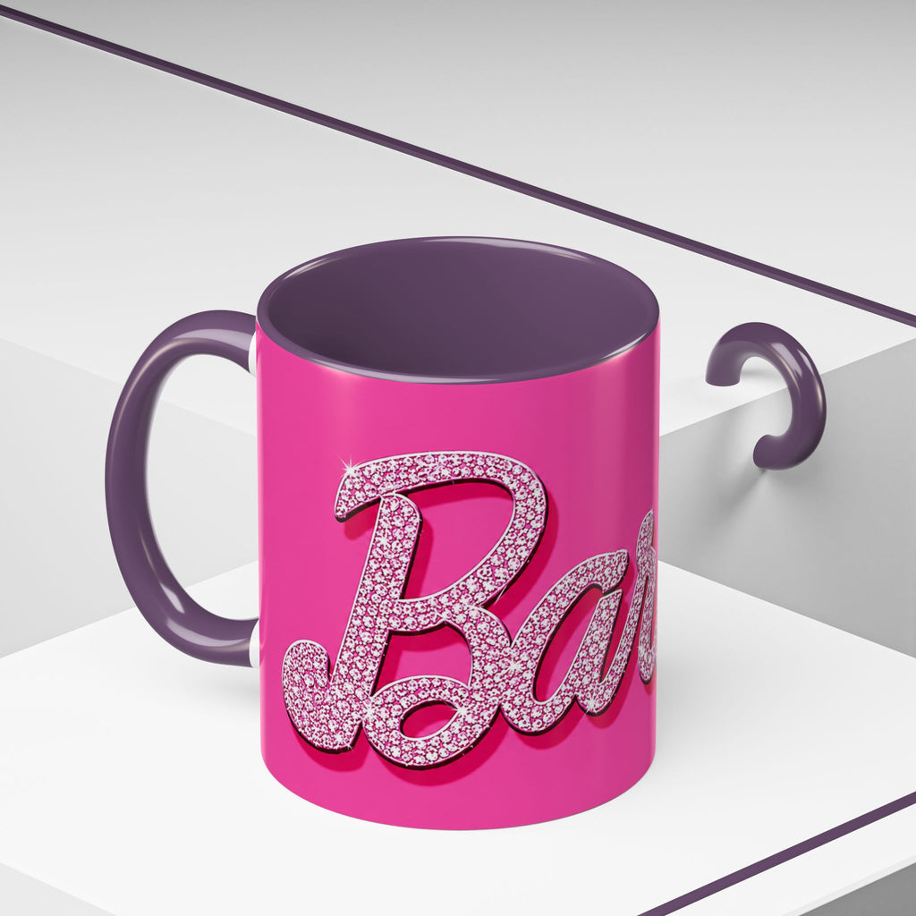 Barbie Pink Accent Coffee Mug with Rhinestone Script — Glam Tea & Coffee Gift