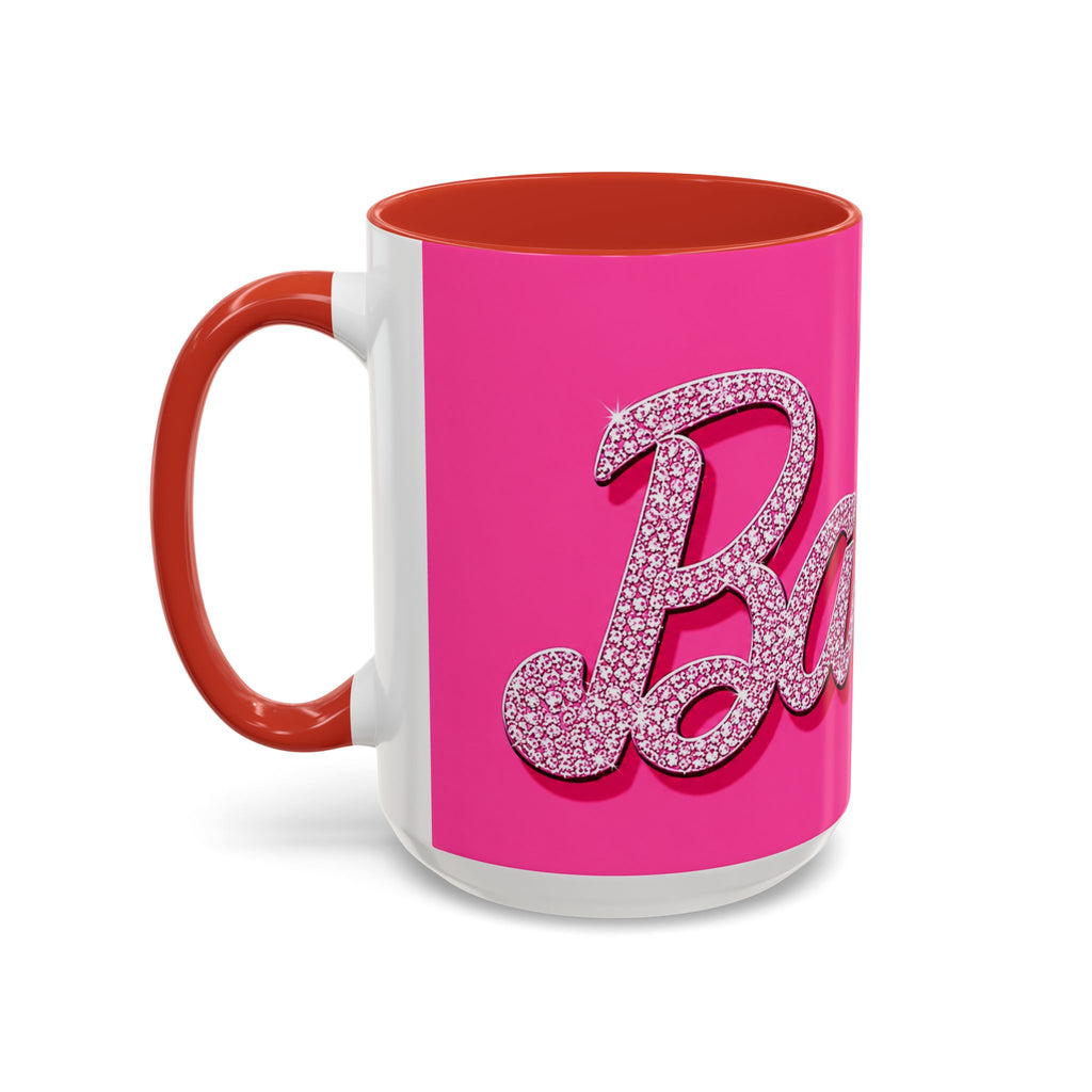 Barbie Pink Accent Coffee Mug with Rhinestone Script — Glam Tea & Coffee Gift