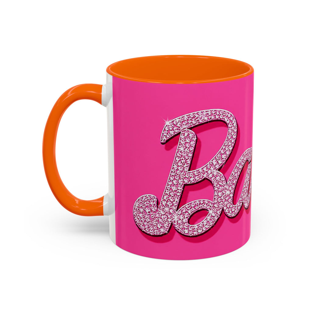 Barbie Pink Accent Coffee Mug with Rhinestone Script — Glam Tea & Coffee Gift