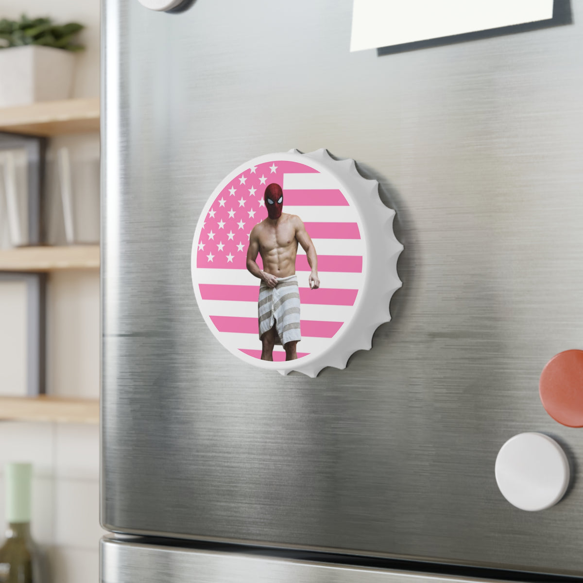 Magnetic Spidermen Brand New Day Pink America Flag Bottle Opener