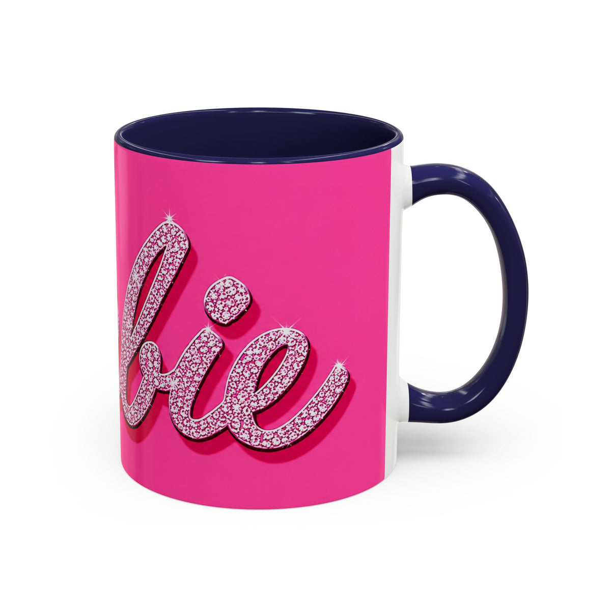 Barbie Pink Accent Coffee Mug with Rhinestone Script — Glam Tea & Coffee Gift
