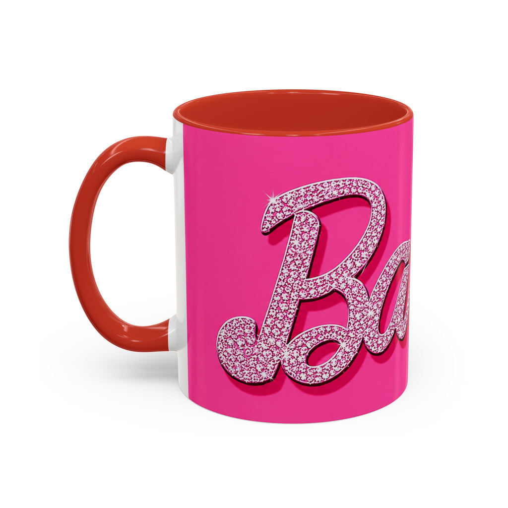 Barbie Pink Accent Coffee Mug with Rhinestone Script — Glam Tea & Coffee Gift