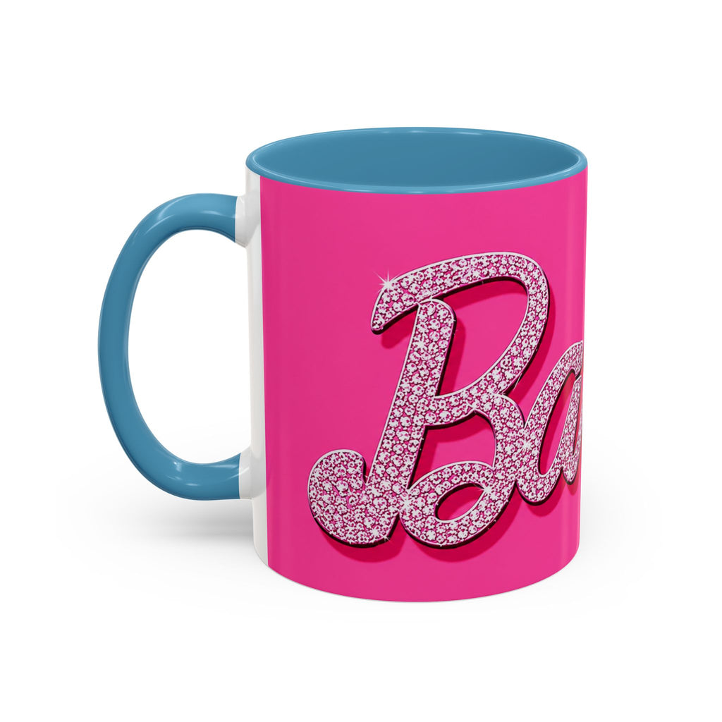 Barbie Pink Accent Coffee Mug with Rhinestone Script — Glam Tea & Coffee Gift