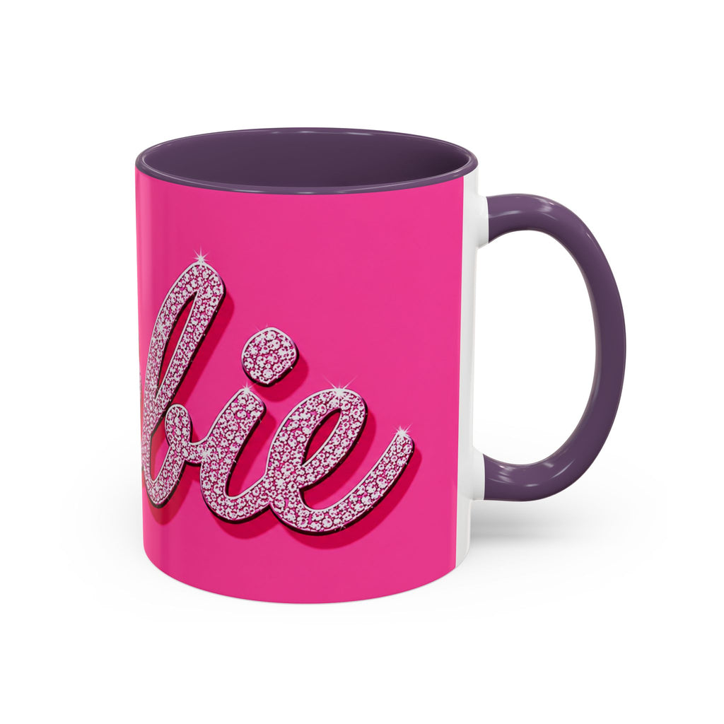 Barbie Pink Accent Coffee Mug with Rhinestone Script — Glam Tea & Coffee Gift