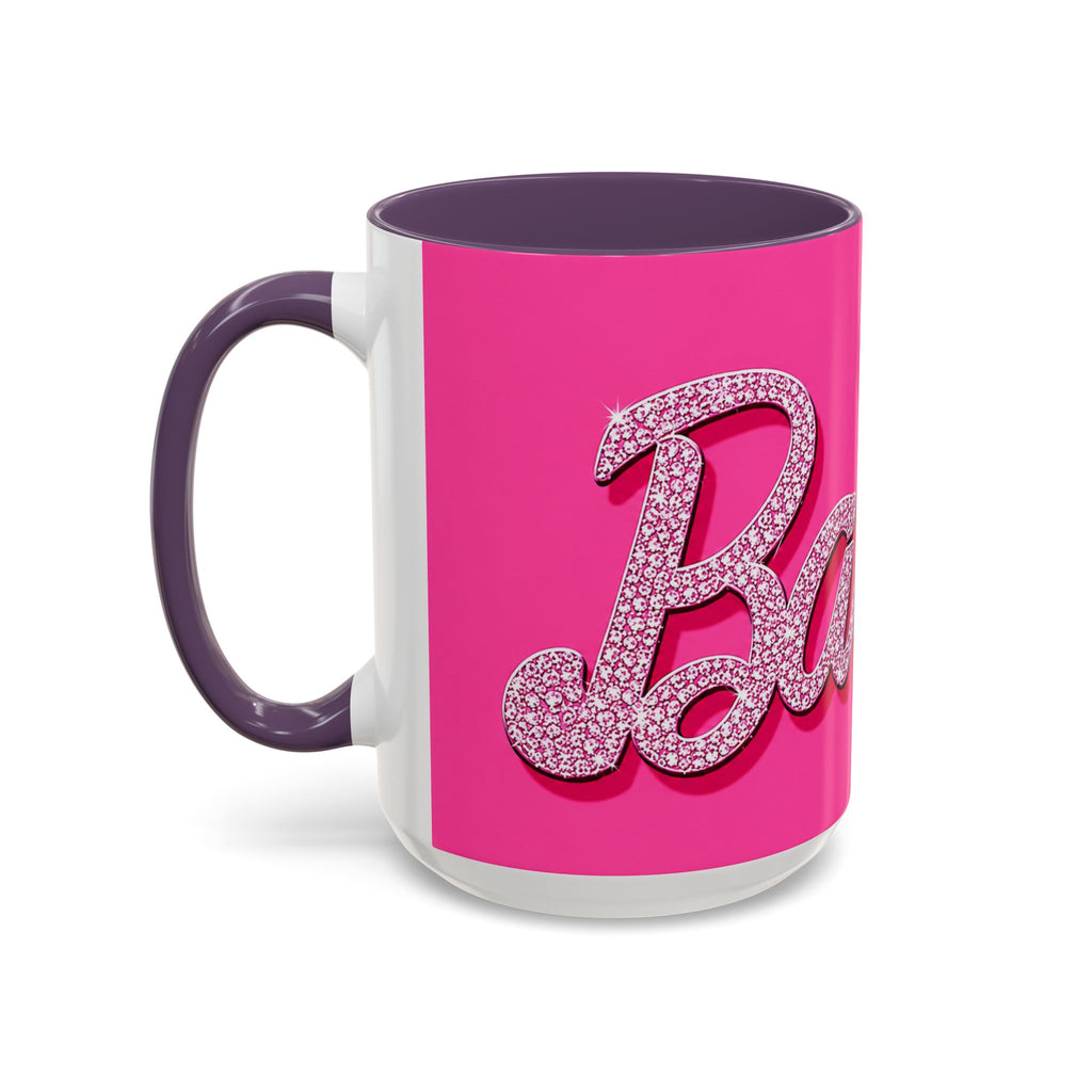 Barbie Pink Accent Coffee Mug with Rhinestone Script — Glam Tea & Coffee Gift