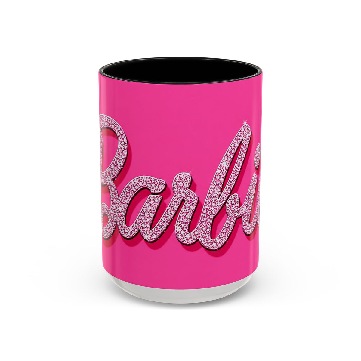 Barbie Pink Accent Coffee Mug with Rhinestone Script — Glam Tea & Coffee Gift