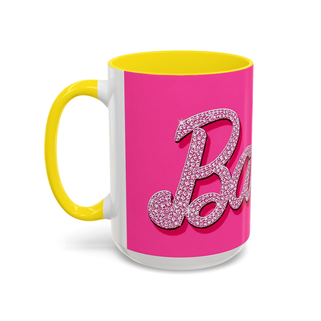 Barbie Pink Accent Coffee Mug with Rhinestone Script — Glam Tea & Coffee Gift