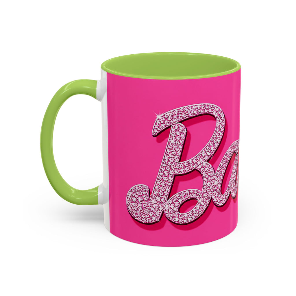 Barbie Pink Accent Coffee Mug with Rhinestone Script — Glam Tea & Coffee Gift