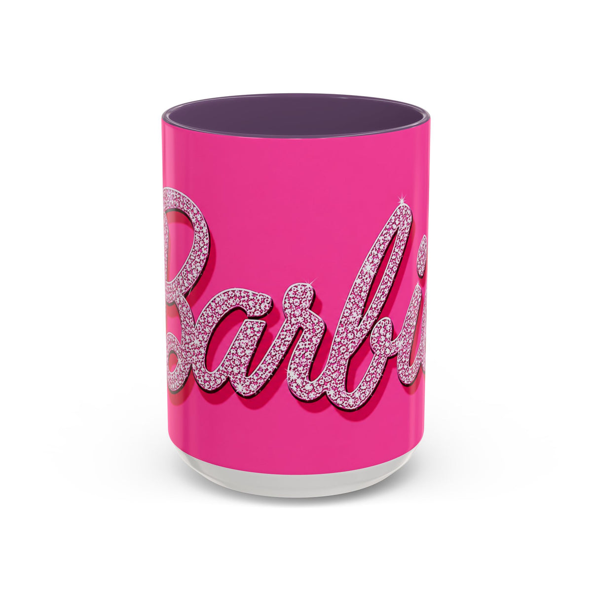 Barbie Pink Accent Coffee Mug with Rhinestone Script — Glam Tea & Coffee Gift