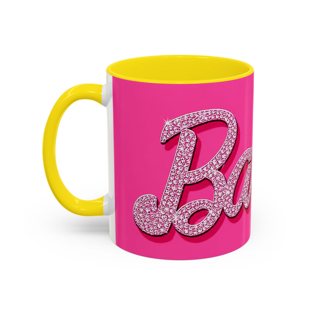 Barbie Pink Accent Coffee Mug with Rhinestone Script — Glam Tea & Coffee Gift