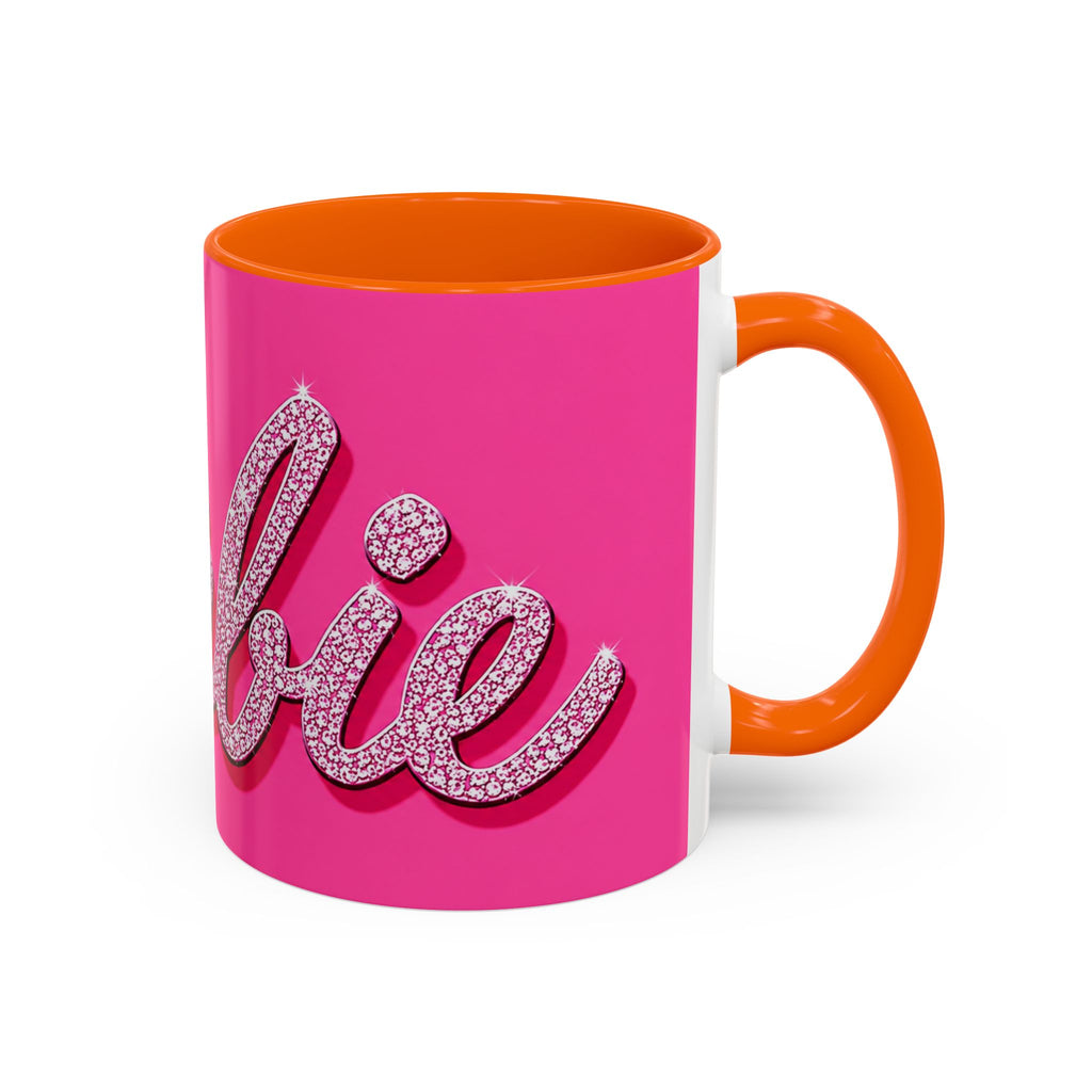 Barbie Pink Accent Coffee Mug with Rhinestone Script — Glam Tea & Coffee Gift